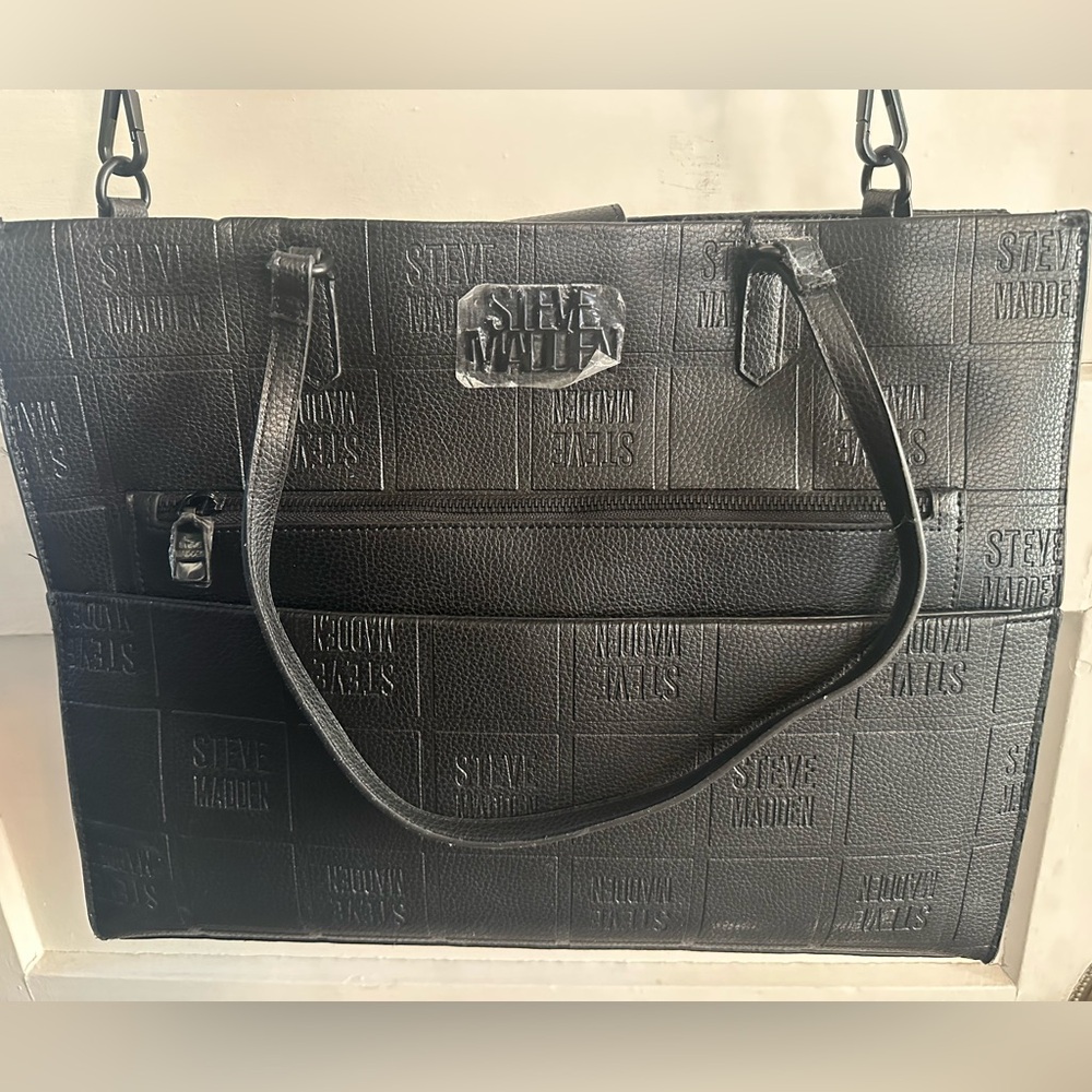 Steve Madden Blivia-XL Embossed Black Shoulder Bag